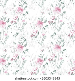 seamless allover watercolor flowers pattern in vector format for textile print wallpaper
