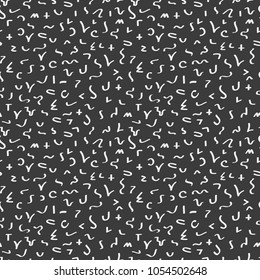 Seamless alphabet doodle pattern. Repeated symbol design element.