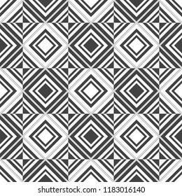 seamless Alternate diagonal black and white square grid art pattern wall background.