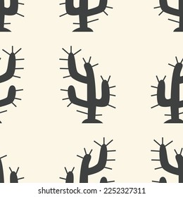 Seamless Alternating Black Cactus Pattern Vector
