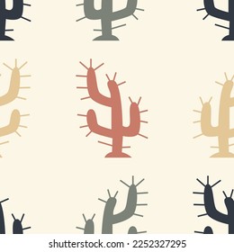 Seamless Alternating Color Cactus Pattern Vector