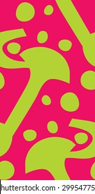 Seamless alternating shapes and circles over pink