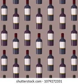 Seamless alternating wine bottles pattern.