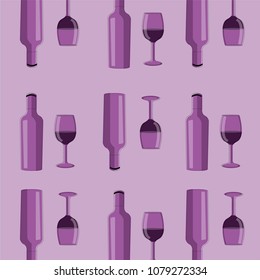 Seamless alternating wine bottles pattern.