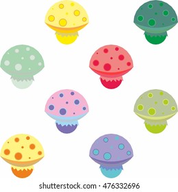 Seamless amanita mushrooms pattern