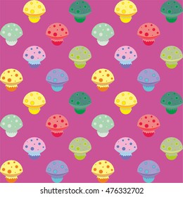 Seamless amanita mushrooms pattern