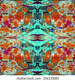 Seamless amazing artwork texture ebru. Kaleidoscope. Unique artwork marble texture. Liquid marble pattern. Artwork marbled paper. Vector marbled illustration.Colorful watercolor marble texture. 