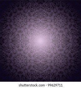 Seamless Amazing Background With Hand-Drawn Laces on Violet Gradient Background