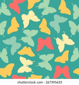 Seamless amazing vintage blue butterfly pattern