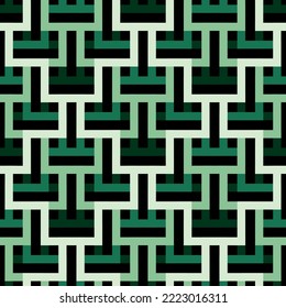 Seamless amazon green geometric tile pattern design. illustration, fashion, interior, wrapping, wall arts, fabric , packaging , web, banner, app, wallpaper