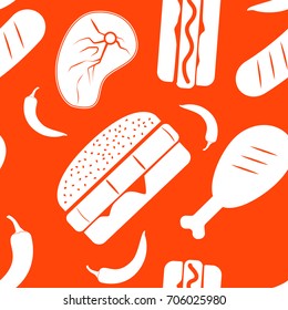seamless american fast food pattern. Vector illustration.