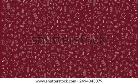 Seamless American Football Pattern with Sports Icons on Burgundy Background