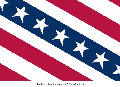 A seamless american style background featuring red white and blue stripes with stars.