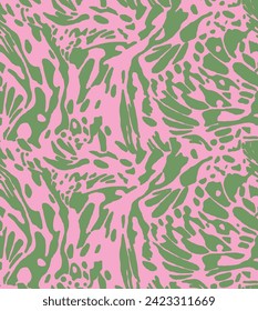 seamless aminal pattern pink green