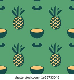 Seamless ananas fruit and juice pattern