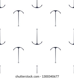 Seamless anchor navy blue pattern with grunge texture. Yacht style design. Template for prints, wrapping paper, fabrics, covers, flyers, banners, posters and placards. Vector illustration.