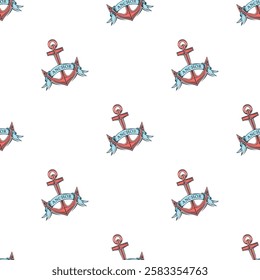 seamless anchor pattern and background vector illustration