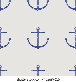 Seamless anchor pattern with grunge texture. Vector illustration.
