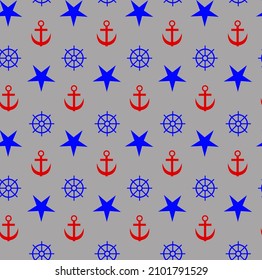 Seamless anchor pattern on grey background