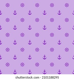 Seamless anchor pattern on violet background