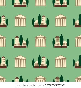 Seamless ancient city vector pattern