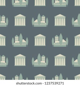 Seamless ancient city vector pattern