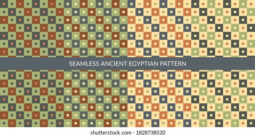Seamless Ancient Egyptian Geometric Pattern Set Vector Illustration