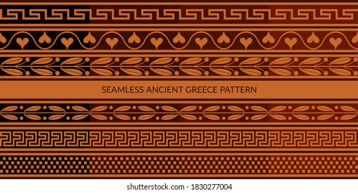 Seamless Ancient Greece Pattern Set Vector Illustration Background