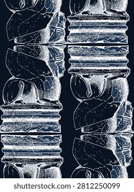 Seamless Ancient Hittite Stone Relief Pattern with Engraved Archaeological Sculptures, Historical Anatolian Background for Textile and Surface Design