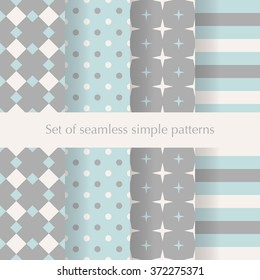 Seamless ancstract geometry pattern with stars, squares, dots anf stripes. Vector illustration