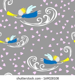 Seamless Angels And Hearts