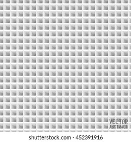 Seamless Angular Black and White Background. Wall Construction. Square Pattern. Triangular Structure Texture. Vector 3d Illustration