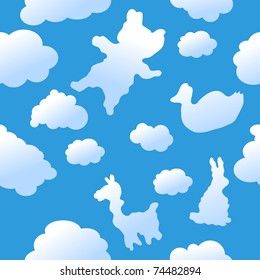 Seamless animal clouds background