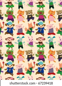 seamless animal dance pattern