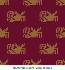 Seamless animal ethnic pattern with stylized turkey vulture birds. Ancient Peruvian design. Native American art. Recuay culture.