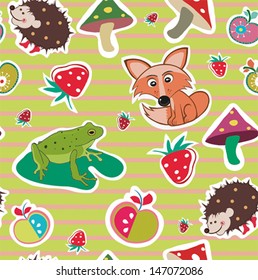Seamless animal illustration background pattern in vector