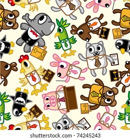 seamless animal office worker pattern