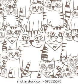 Seamless animal pattern with abstract cats