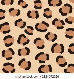 Seamless animal pattern. Brown leopard print background. Creative vector illustration. 90s fashion style.