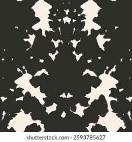 Seamless animal pattern. Cowhide texture with black spots on white. Mammal fur print. Leather design. Vector illustration