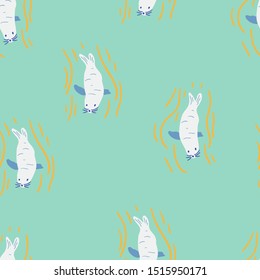 Seamless animal pattern with cute sea lions. Creative animal texture for fabric, wrapping, textile, wallpaper, apparel. Vector illustration