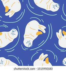 Seamless animal pattern with cute sea lions. Creative animal texture for fabric, wrapping, textile, wallpaper, apparel. Vector illustration