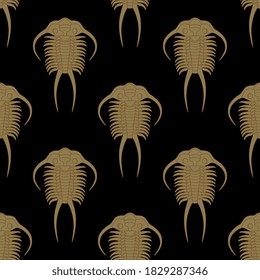 Seamless animal pattern with extinct prehistoric trilobites.