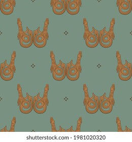 Seamless animal pattern with fantastic dragons. Ancient European Celtic motif.