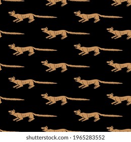 Seamless animal pattern with funny animals. Fox, squirrel or dog. medieval illuminated manuscript style.