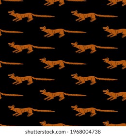 Seamless animal pattern with funny animals. Fox, squirrel or dog. medieval illuminated manuscript style.