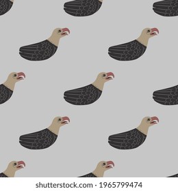 Seamless animal pattern with funny gull or seagull birds. Native American indigenous art of Tsimshian Indians.