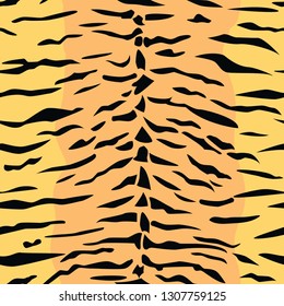 Seamless animal pattern, fur texture. Tiger skin. Vector wallpaper.