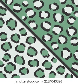 Patrón animal sin foco.  Fondo de impresión de leopardo verde y gris. Ilustración vectorial creativa. Estilo de moda de los 90.