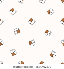 Seamless animal pattern. Idea for fabric, tablecloth pattern, wrapping paper, gift paper. Print ditsy. Motives are scattered randomly. Animal pattern background. cute pattern.